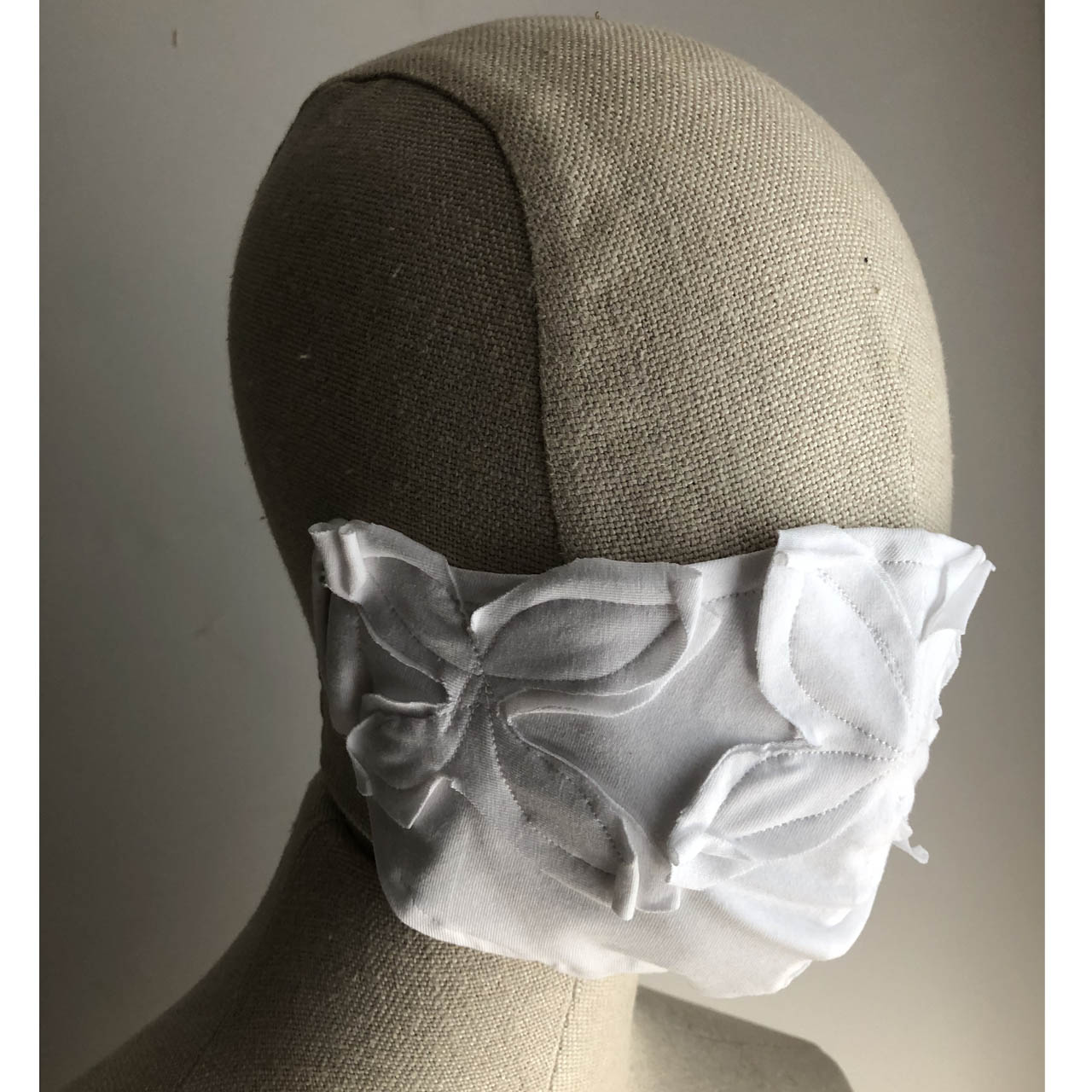 white mask - floral design - $15 AUD plus post